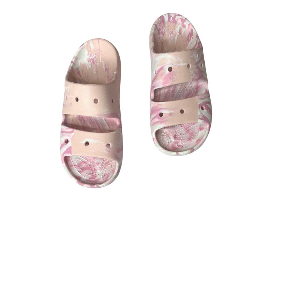 Crocs sandals size  unisex adult 11M pink/white  swirl  summer swimming casual